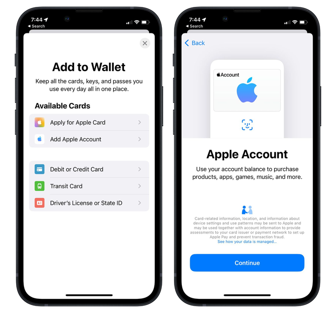 应城苹果手机维修分享iOS 15.5钱包App如何添加 Apple 账户 