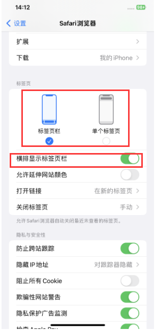 应城苹果手机维修分享Safari浏览器如何切换标签栏位置 