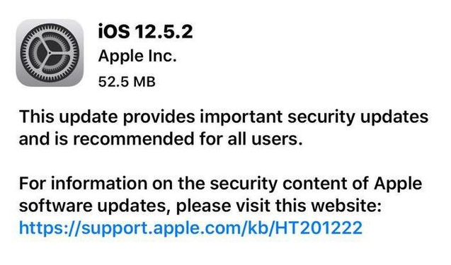 应城苹果手机维修分享iOS12.5.2发布，建议所有老苹果用户安装 